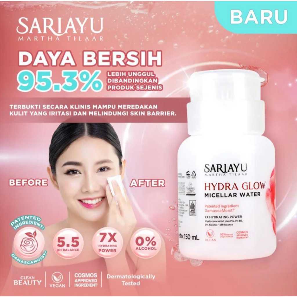 SARIAYU Hydra Glow Micellar Water 150Ml | Aman semua jenis kulit
