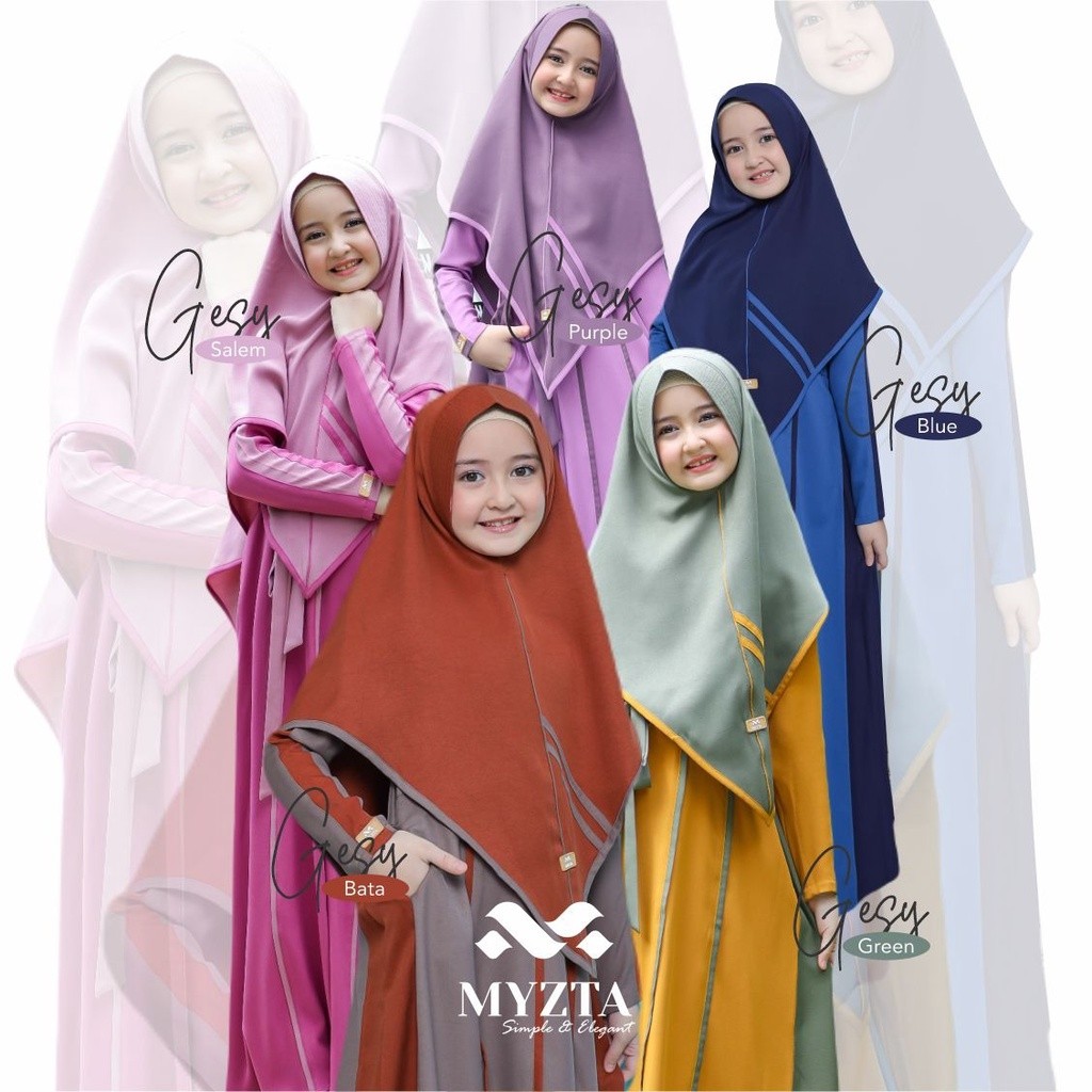 SET GAMIS ELEGAN MYZTA GESY SERIES SET GAMIS ANAK GAMIS KIDS MYZTA GESY SERIES BATA NAVY GREEN SALEM
