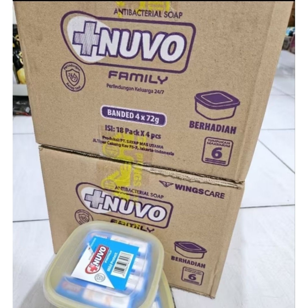 [ Hadiah Box ] NUVO Sabun Mandi Batangan 1 Dus isi 18 Box (72 Pcs)