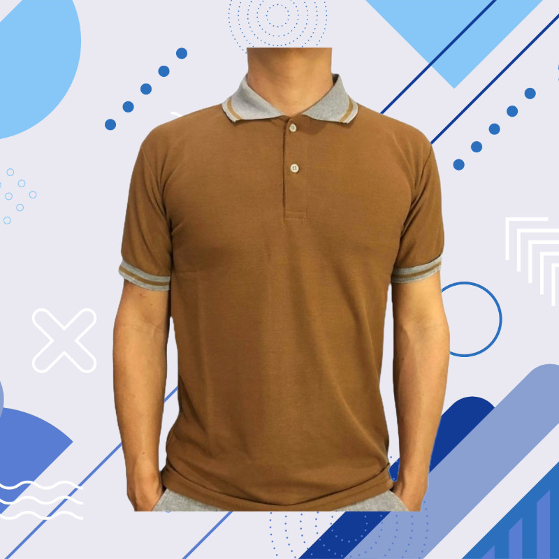 KAOS POLO SHIRT LENGAN PENDEK KERAH KOMBINASI BAJU PRIA WANITA POLOS WARNA HITAM PUTIH COKLAT UKURAN