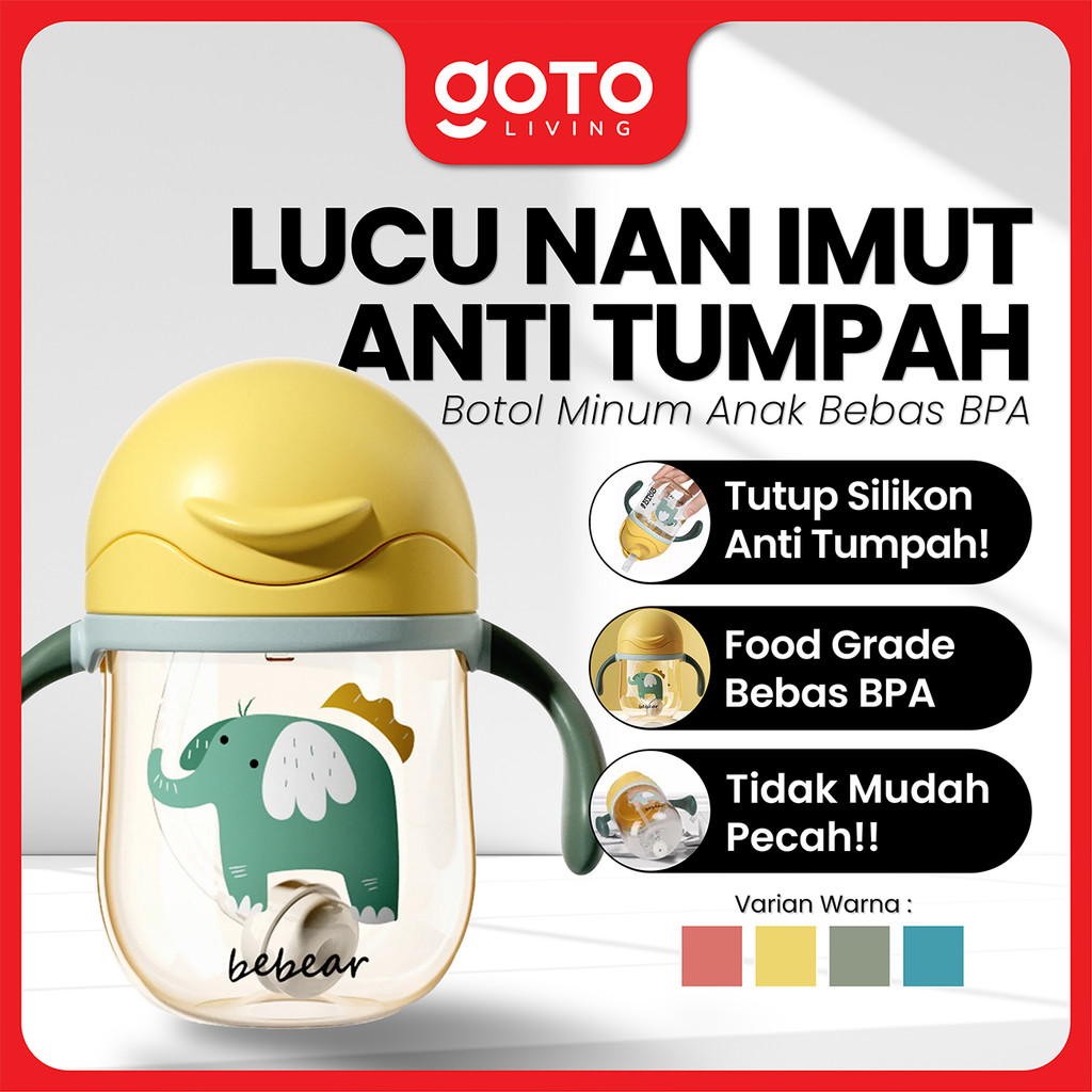 Goto Pingui Botol Minum Bayi Sedotan Lucu Anak Training Cup Baby Viral