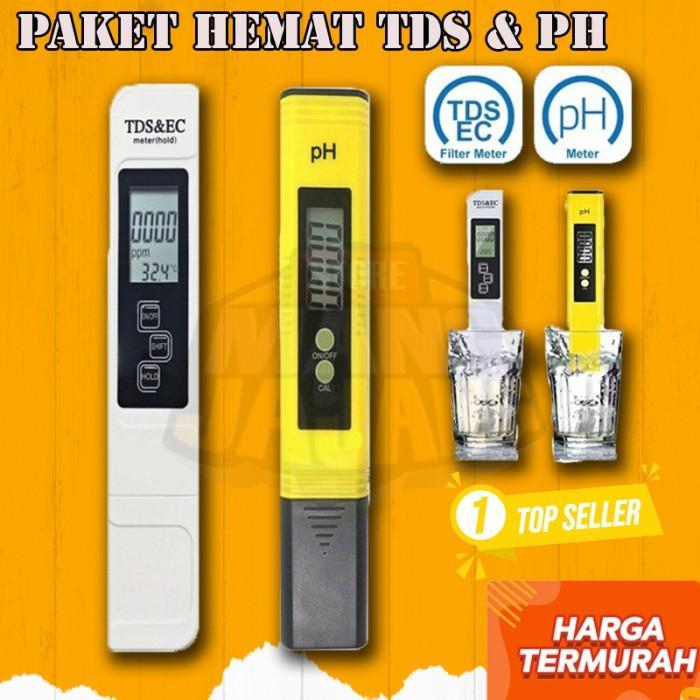 Hot Produk Paket Alat Ukur PH Meter & TDS Tester Digital Hidroponik Akuarium Alat Cek Air dan Minera