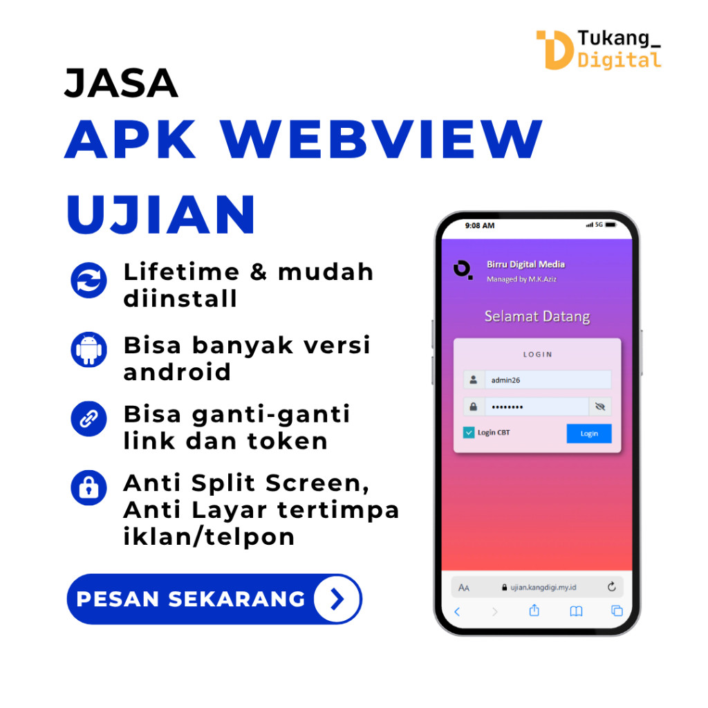 Aplikasi Ujian Exambro Jasa Pembuatan APK Webview Android