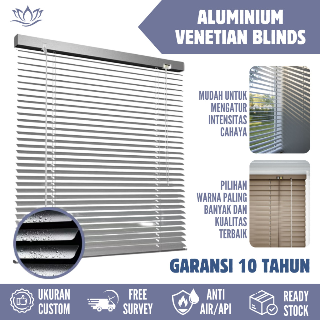 Horizontal Blind / Venetian Blind Aluminium Custom – Tirai Jendela Minimalis Modern | Lotus Interior