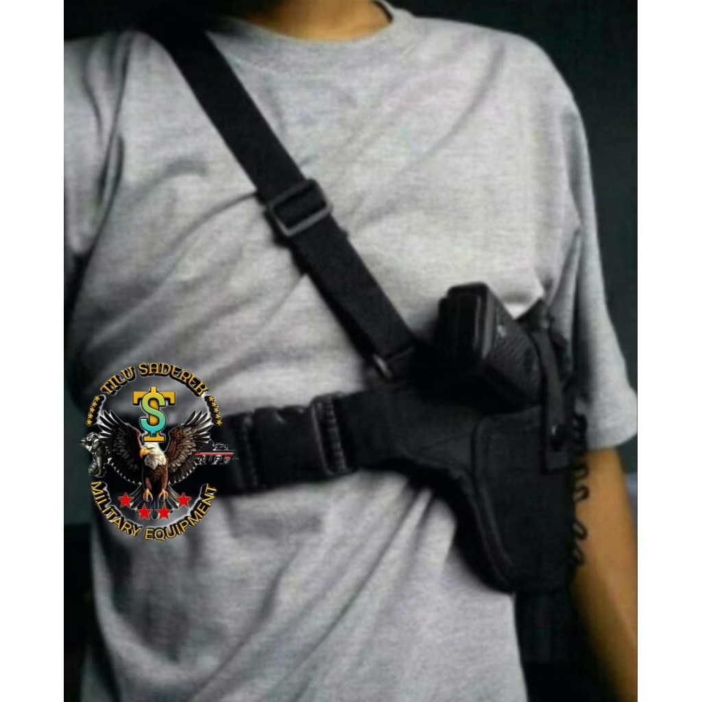 HOLSTER GLOCK REVLVER DADA PINGGANG MULTIFUNGSI UNIVERSAL + HOLSTER DADA  KANVAS HITAM