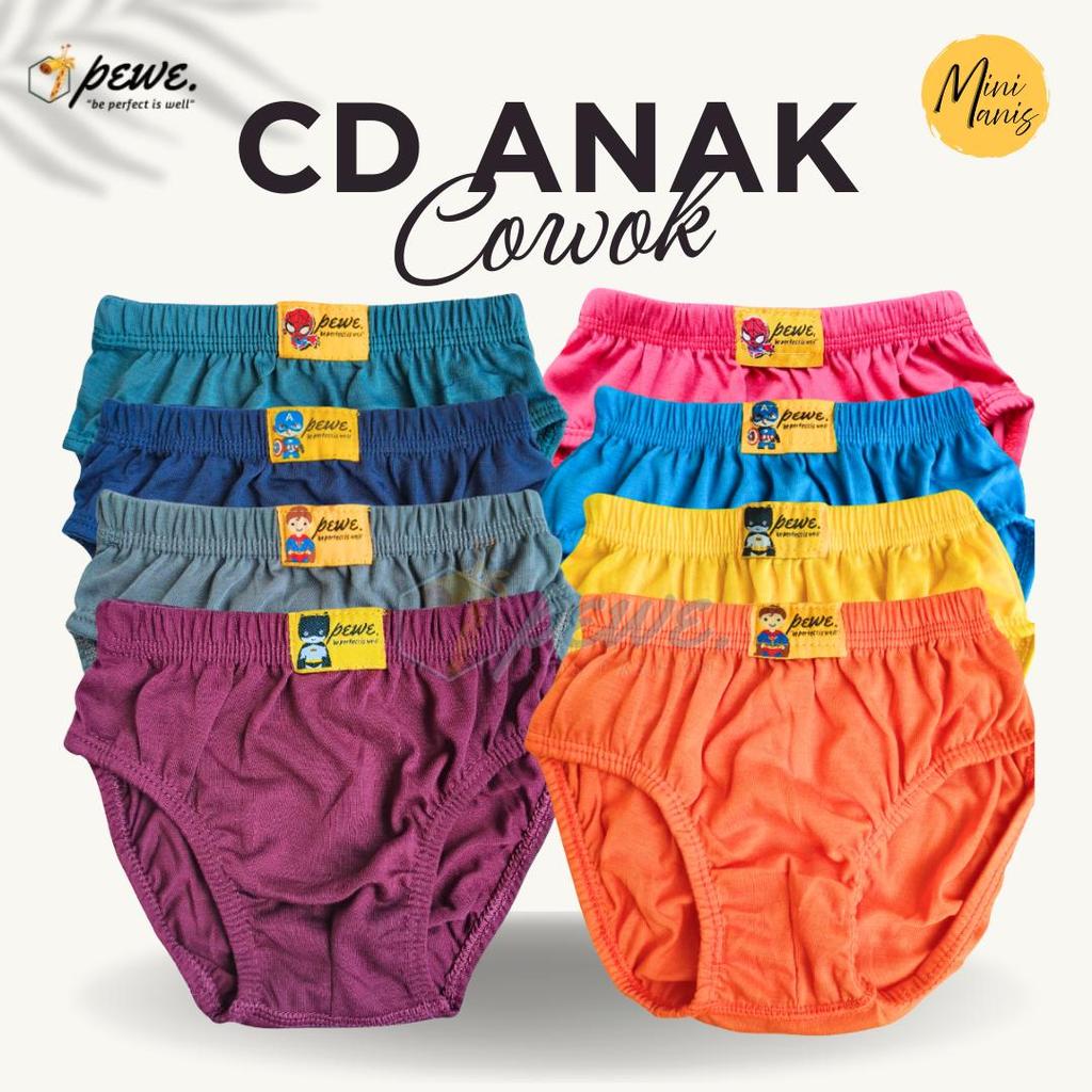 12 Pcs Sempak Anak Laki Laki Polos Anak Cowok - Celana Dalam Anak Laki Sempak Anak Cowok Model Polos