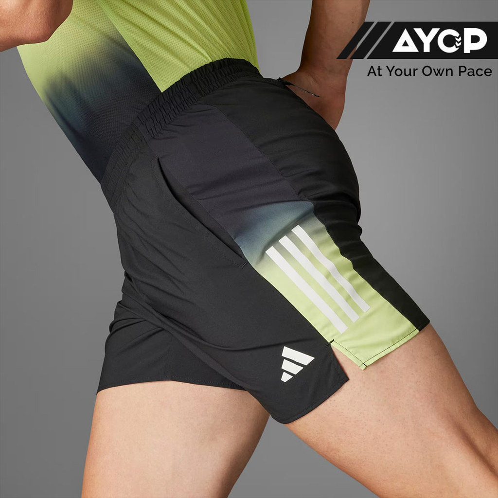 Adidas Own The Run Colorblock Climacool 5-inch Men’s Running Shorts - Black Green