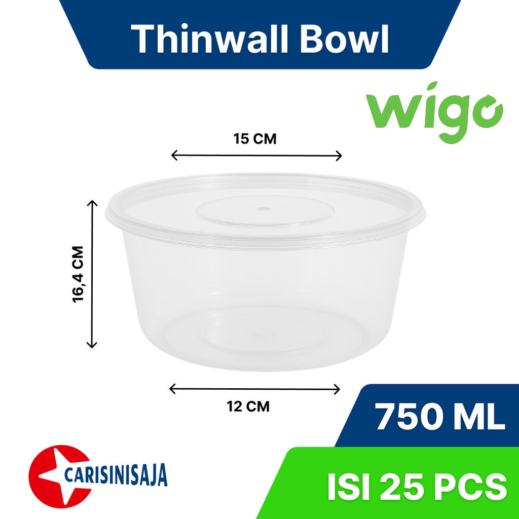 THINWALL WIGO BOWL (Mangkuk) 750 ml isi ISI 25 pcs, CUP Salad buah, CUP Salad Sayur, Cup Bakso, CUP 