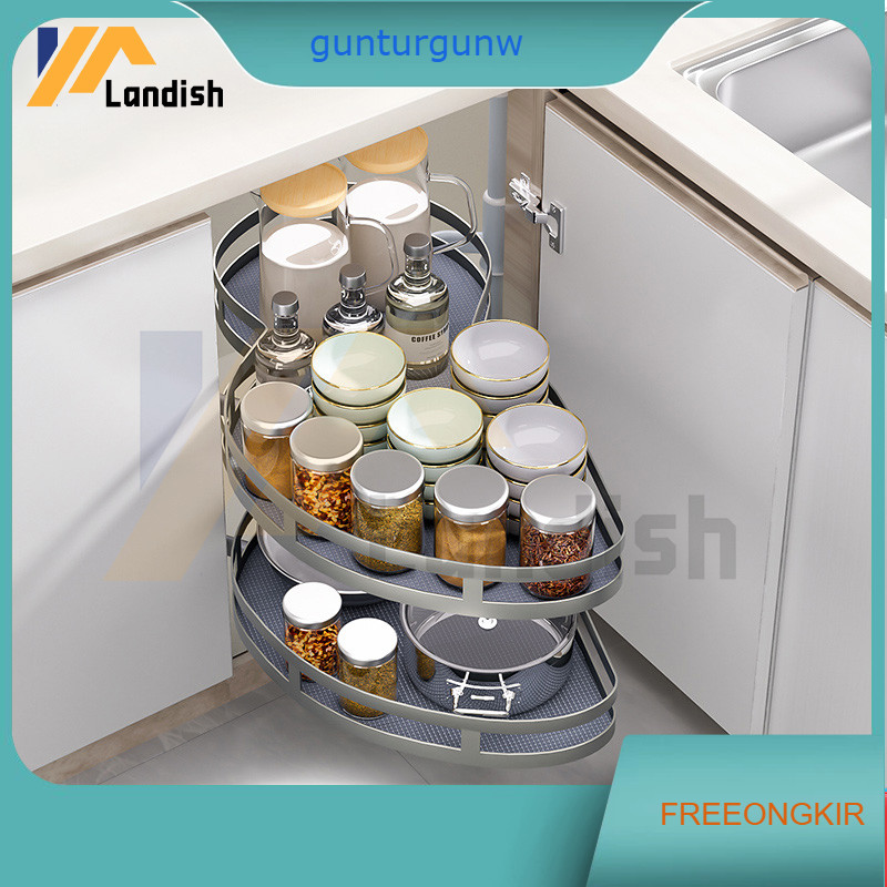 Rak Dapur Sudut 180 Derajat Rak Piring Panci Mangkuk Botol Anti Slip