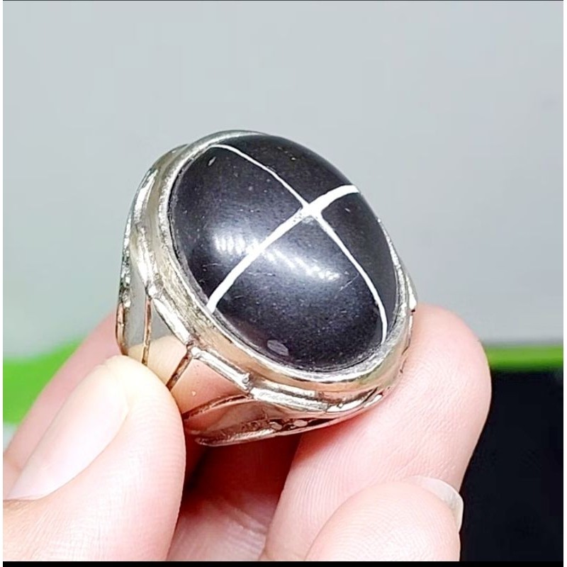 cincin tapak jalak hitam / batu akik jasper tapak jalak elegan