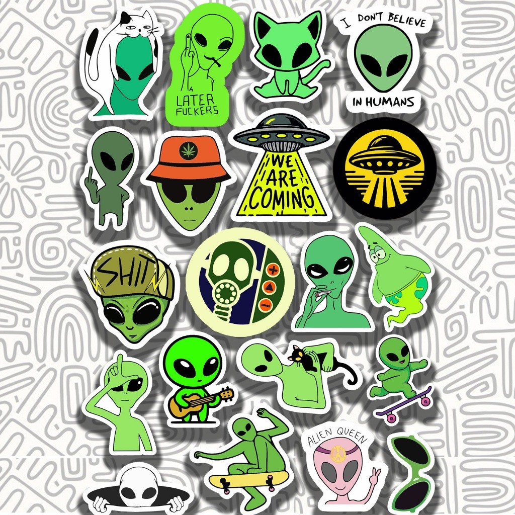 Stiker Helm Alien Aesthetic || Stiker Laptop HypeBeast Alien