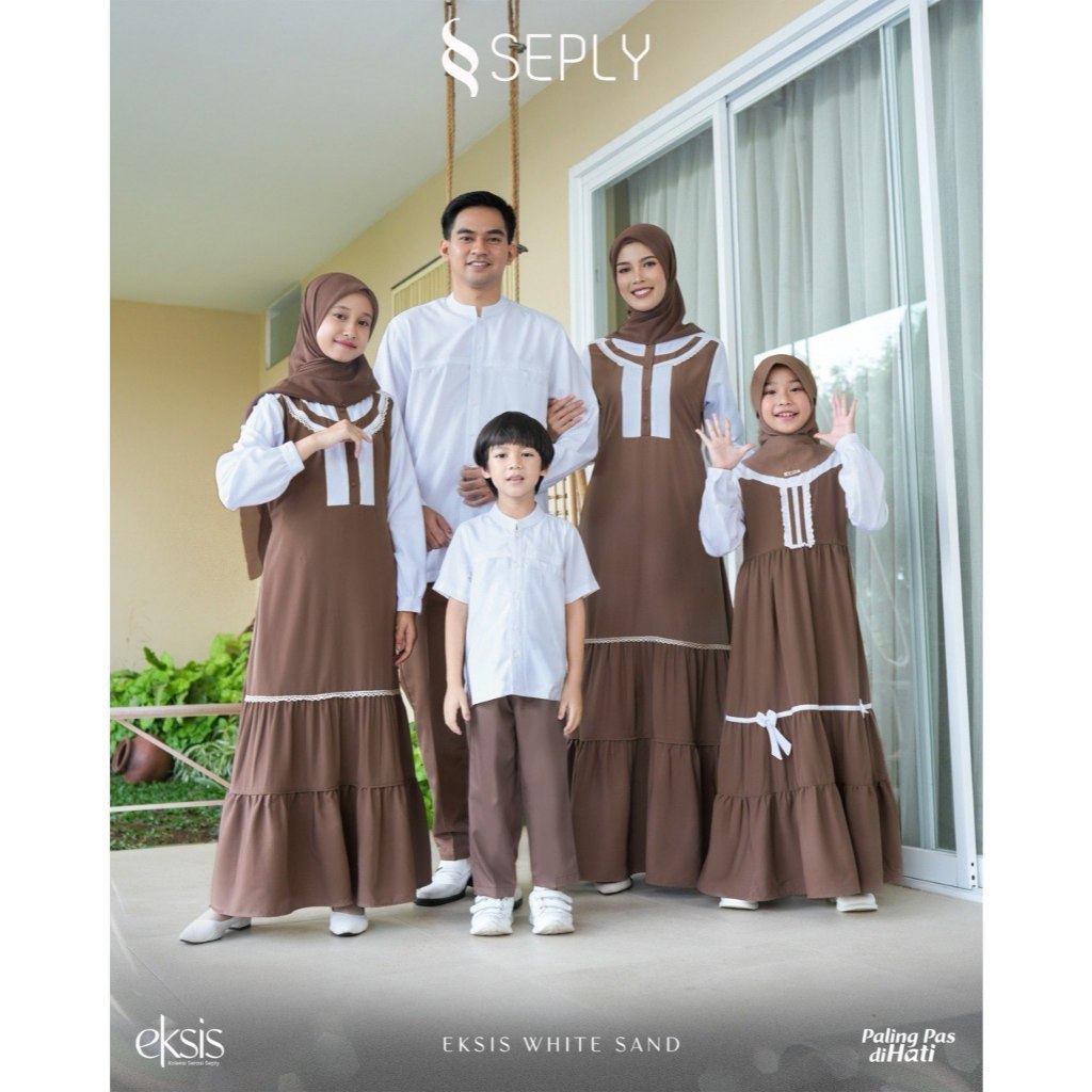Seply | Eksis White Sand Set Sarimbit Keluarga Terbaru Sarimbit Lebaran 2026 READY | Family Set Coup