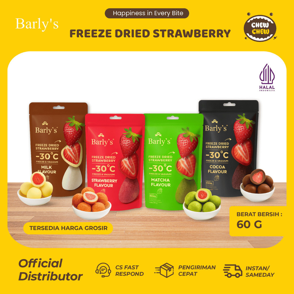Stroberi Kering Lapis Cokelat Renyah Manis Asam 60g