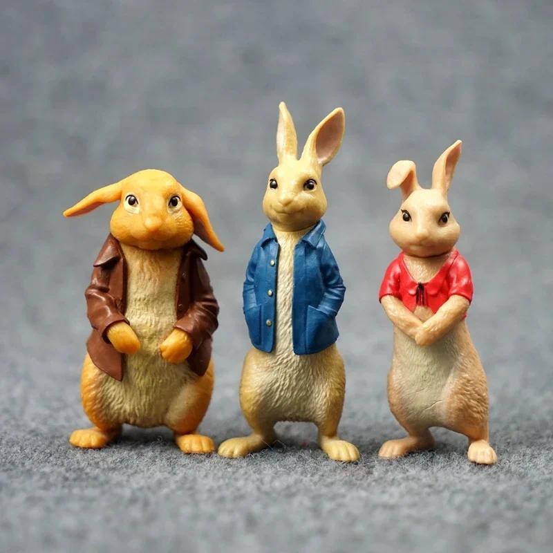 Animated Film Petter Rabbit Dolls Cute Benjamin Bunny Animal Model Toys Figures Table Ornaments Coll