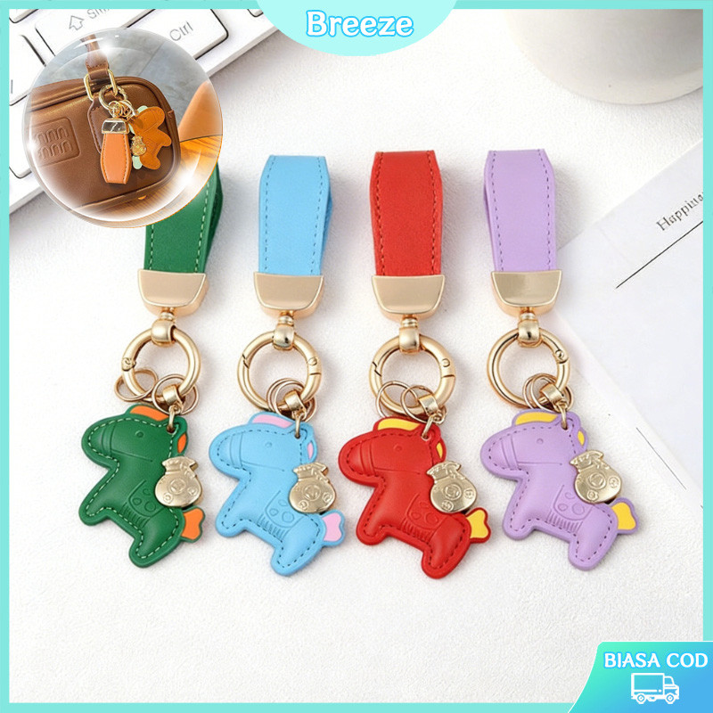 Keychain Kulit Sintetis Premium Bentuk Kuda Jungkat | Kuda Pembawa Rezeki | Aksesori Kunci