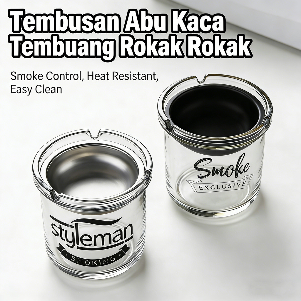 Kaca Asbak murah timbal Warna Stainless Steel corong menebal 9.9cm