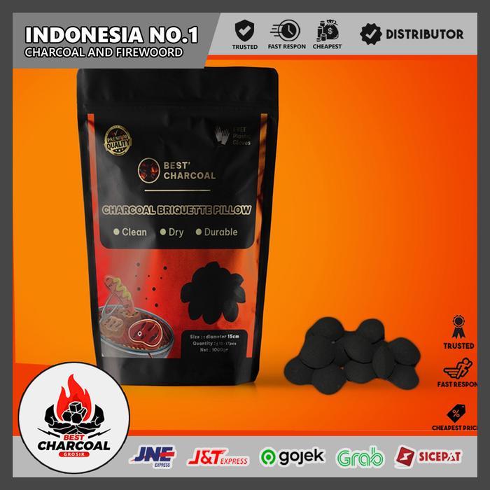 Arang Kayu Briket Brongkol Hexagonal Batok Cube BBQ Ekspor Premium A+ - A.Batubara 500g