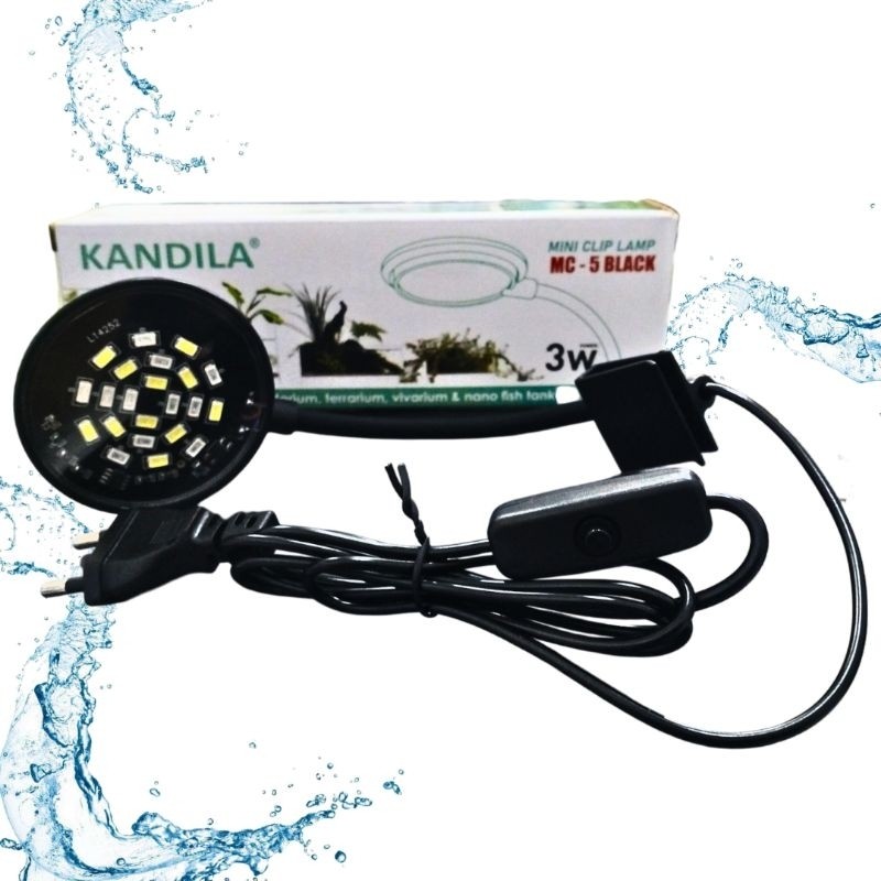 LAMPU JEPIT KANDILA PRO MINI CLIP MC 5 WHITE BLACK LAMPU LED AQUARIUM NANO FISH TANK