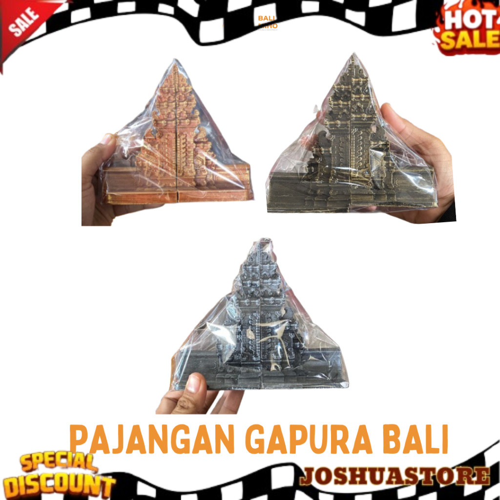 Pajangan Gapura Bali 18 cm Fiber - Patung Gapura Resin - Pajangan Pintu Bali - Pajagan Gerbang Bali 