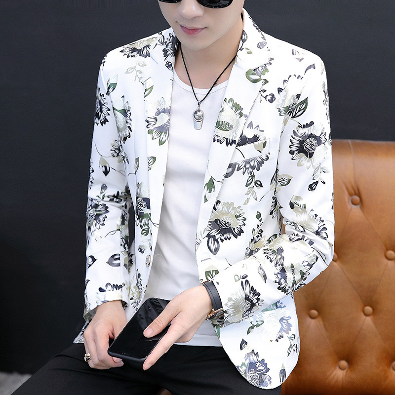 Jaket pria berkualitas tinggi dengan motif bunga. Jas bermotif