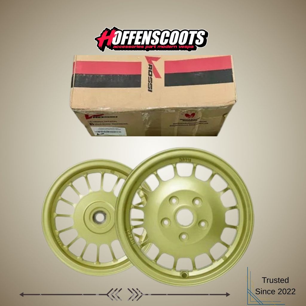 Velg VROSSI Uno Gold Set Depan Belakang Ring 10 Vespa S LX LXV 2V 3V iGET