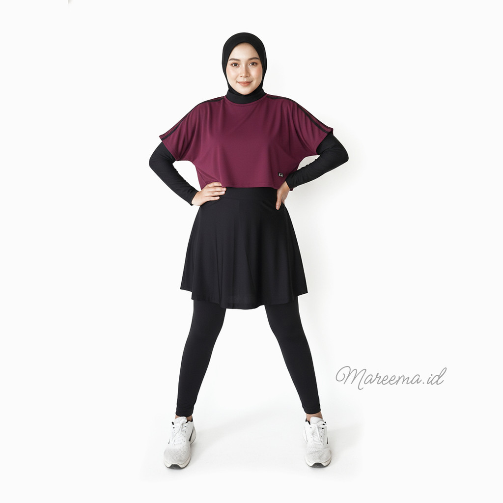 Baju Olahraga Wanita Muslim Setelan Leging Rok Skirt Perempuan Sport Badminton Senam Aerobic