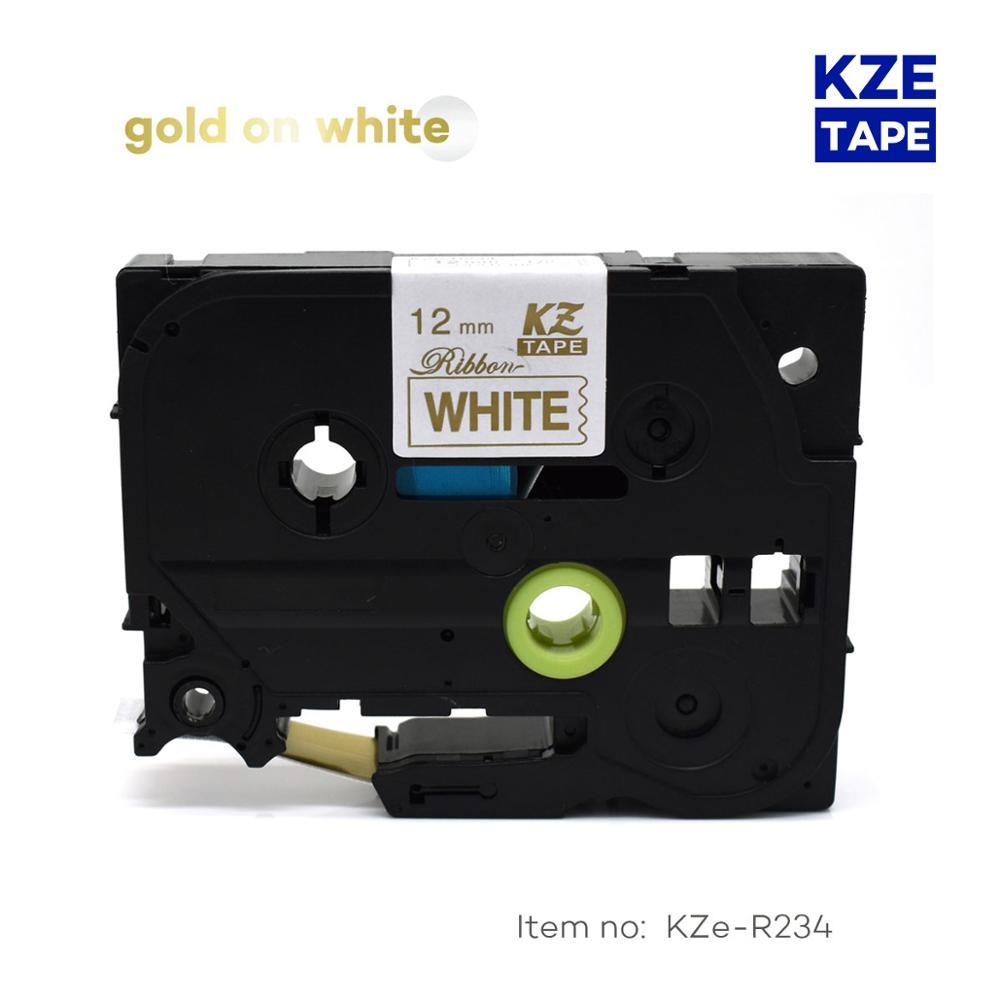 12mm*4m TzeR234 gold on white TZe Satin Ribbon Label Tape for Brother Ptouch ribbon printer tzR234 t