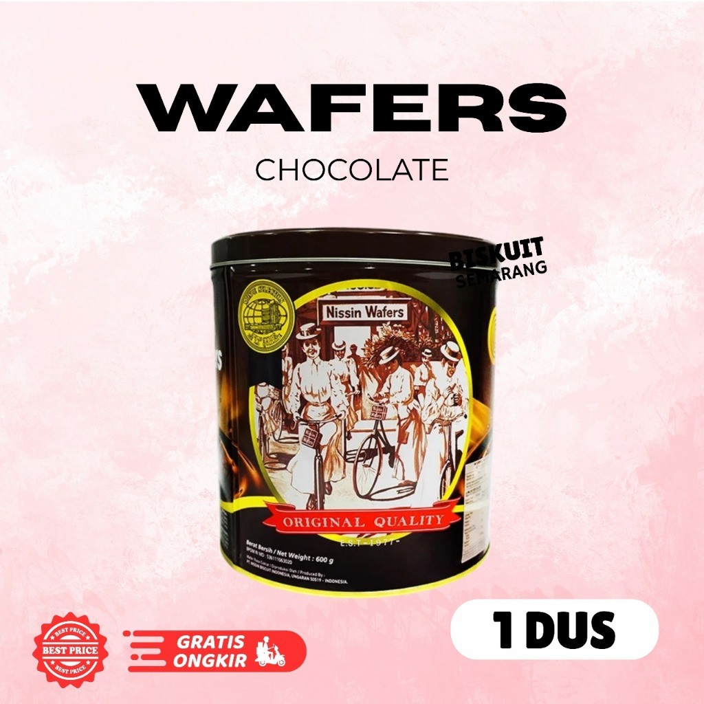 Nissin Wafer Chocolate 600g 1 KARTON Isi 6 Kaleng Nissin Wafer Coklat Untuk Hadiah
