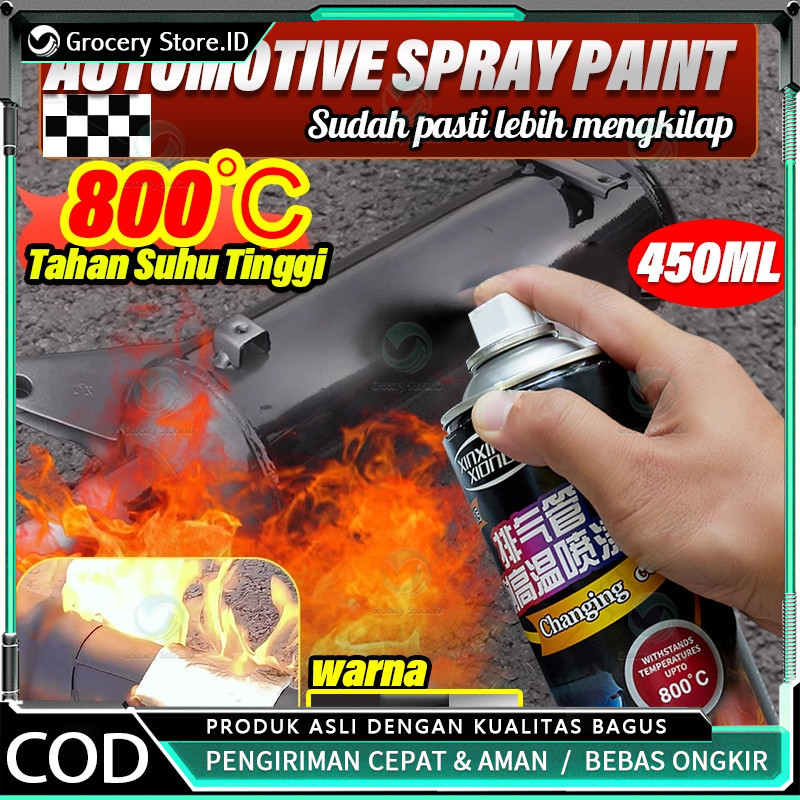 Tahan suhu tinggi 800°C 400ML cat knalpot anti panas Pilox Diton Hi Temp Black Hitam Doff untuk Mesi