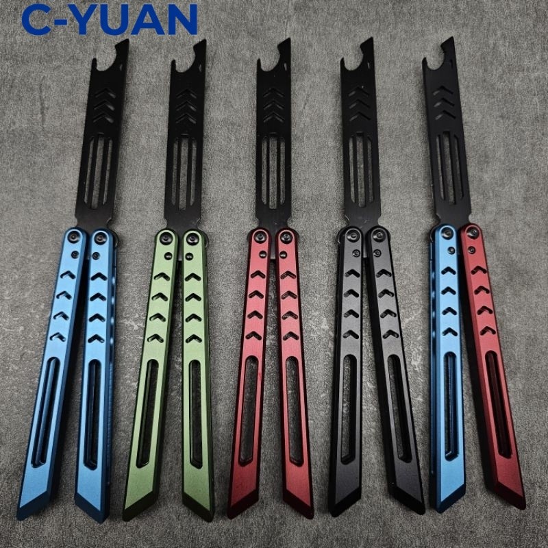 Balisong Trainer Shark AH5 Butterfly Knife Pisau Latihan Aluminium Handle Tidak Tajam