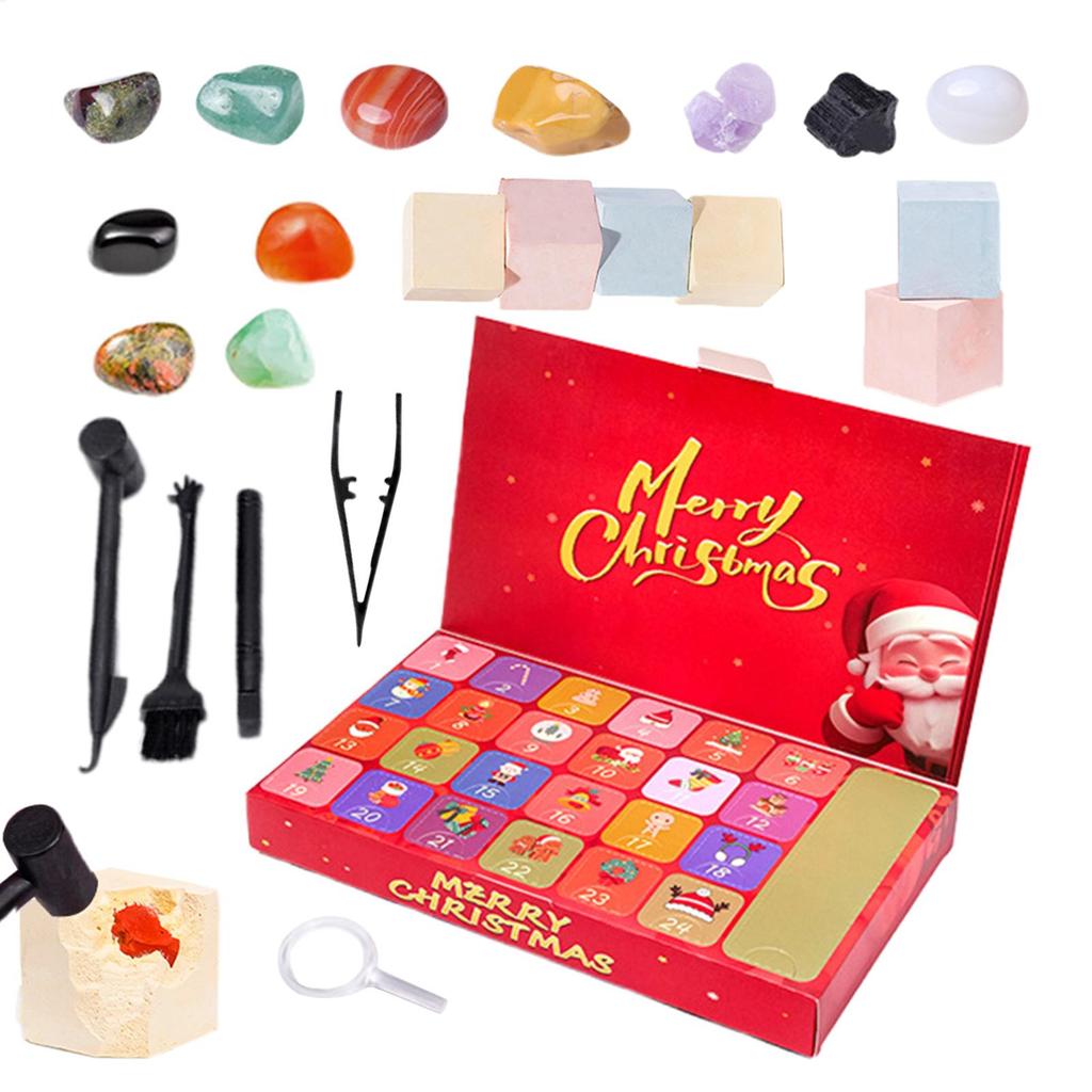 ristmas Crystal Advent Calendar 24 Days Countdown Rock Stone gging Set for Kids Girls Boys Holiday G
