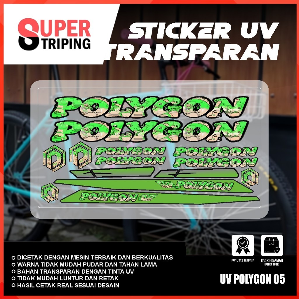 Stiker Sepeda POLYGON UV Transparan | Decal MTB Bike Kalcer | Sticker Polet Set 05