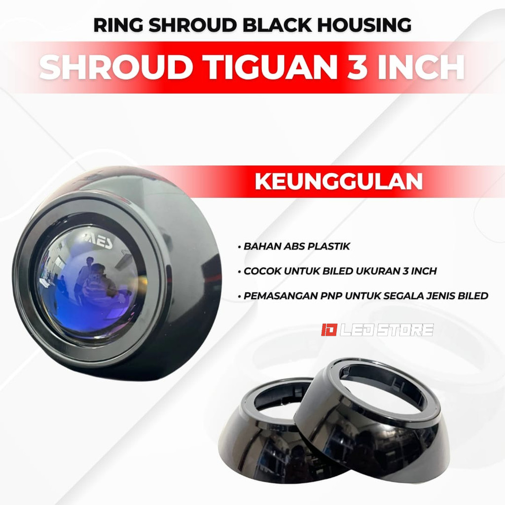 Ring Shroud Tiguan Black Housing 3 inch Biled 3 inch shroud Tiguan PNP Biled projector 3 inch