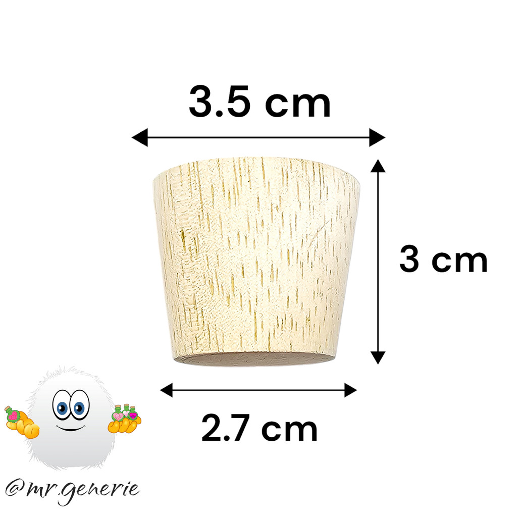 Mr.Generie Wood Cap 35x27x30 mm / tutup botol kayu Alba / murni kayu coklat muda / botol kaca wine /