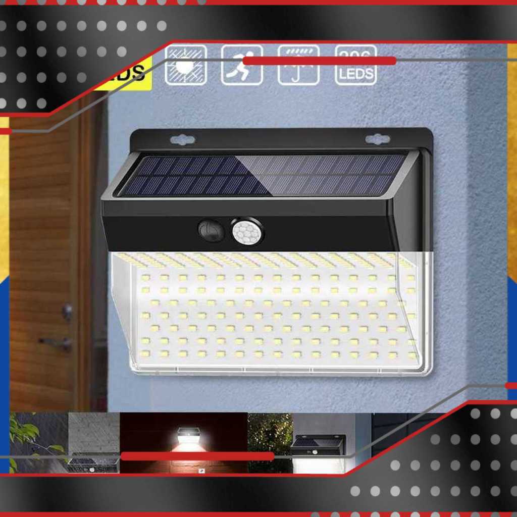 ERZET Lampu Dinding Solar PIR 206 LED Cool White | Lampu Outdoor Taman Waterproof Woopower XF-2026
