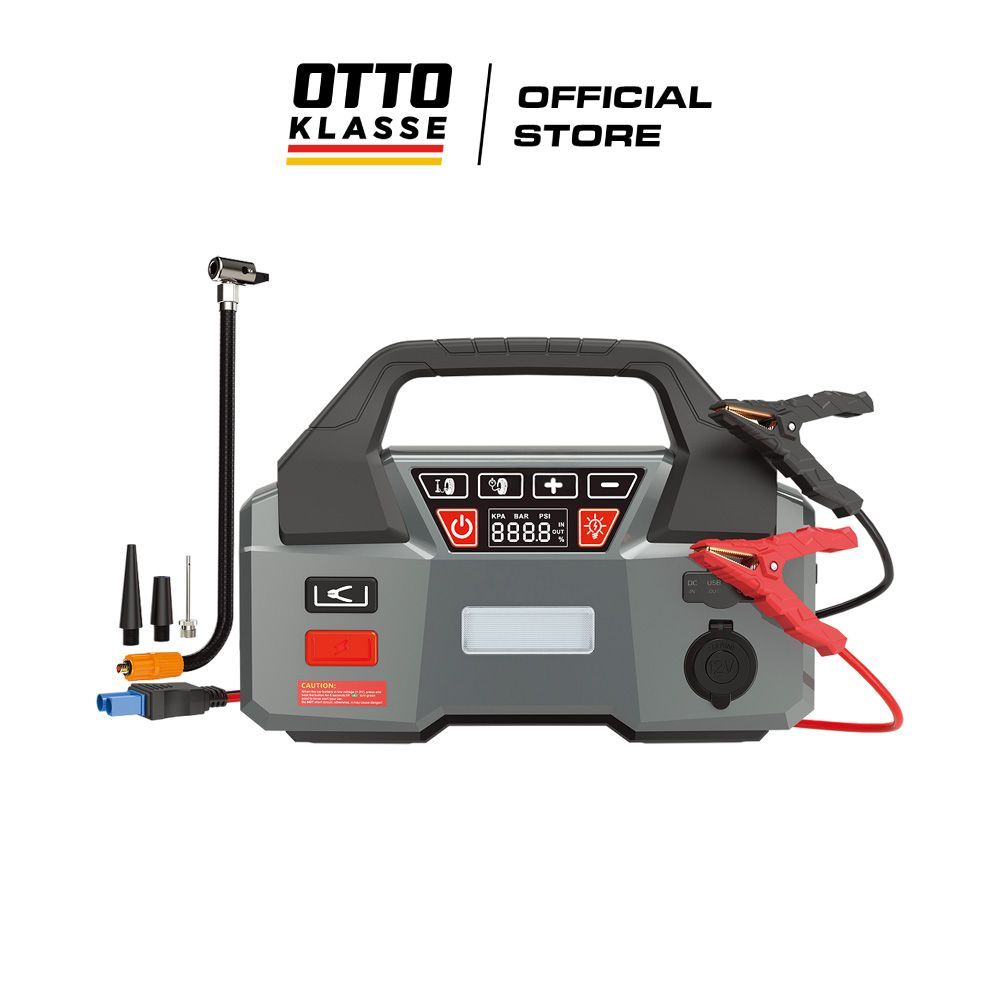 Otto Klasse Jump Starter Dengan Inflator & Powerbank 20000 Mah - Abu-Abu Booster Aki Starter Darurat