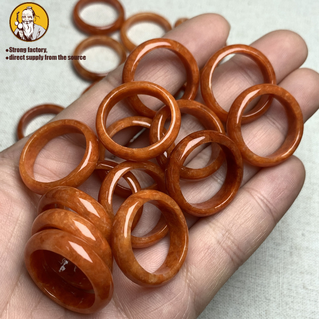 Natural Batu giok, cincin giok merah terbakar, cincin polos yang modis dan sederhana, cincin giok, c
