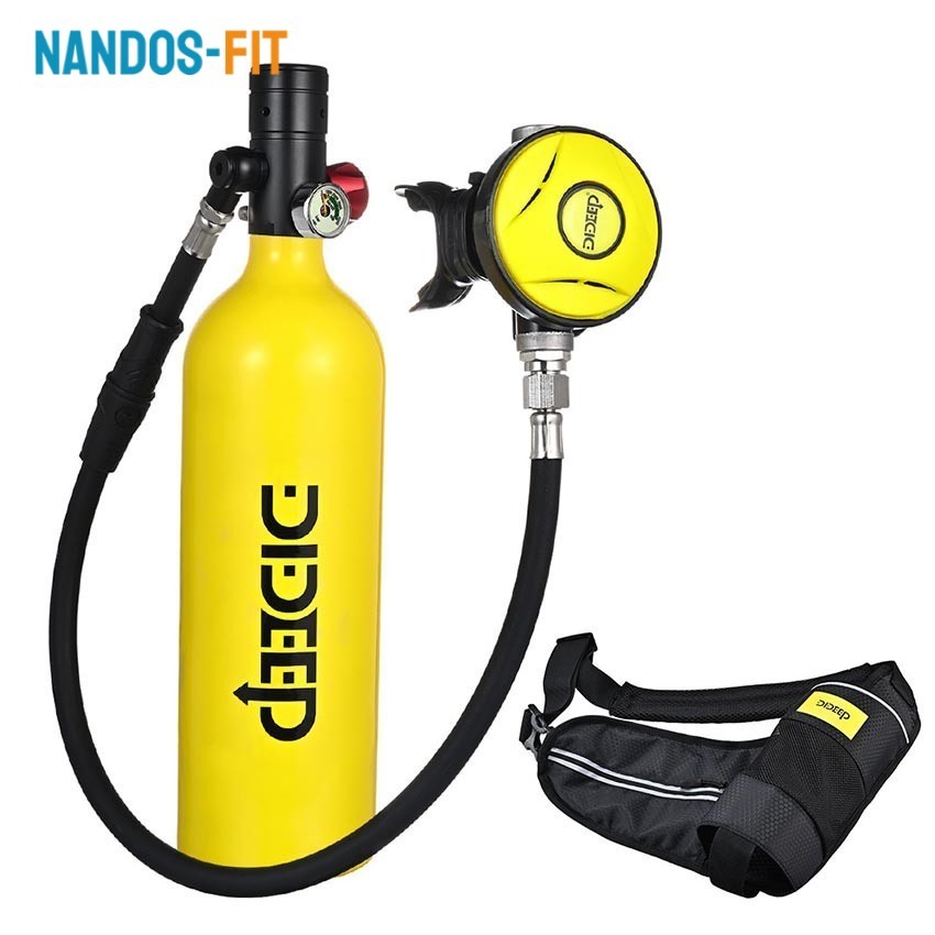 NANDOS-FIT Tabung Scuba Diving Mini 1L Portable / Alat Selam Oksigen 20 Menit / Dilengkapi Pompa Tan