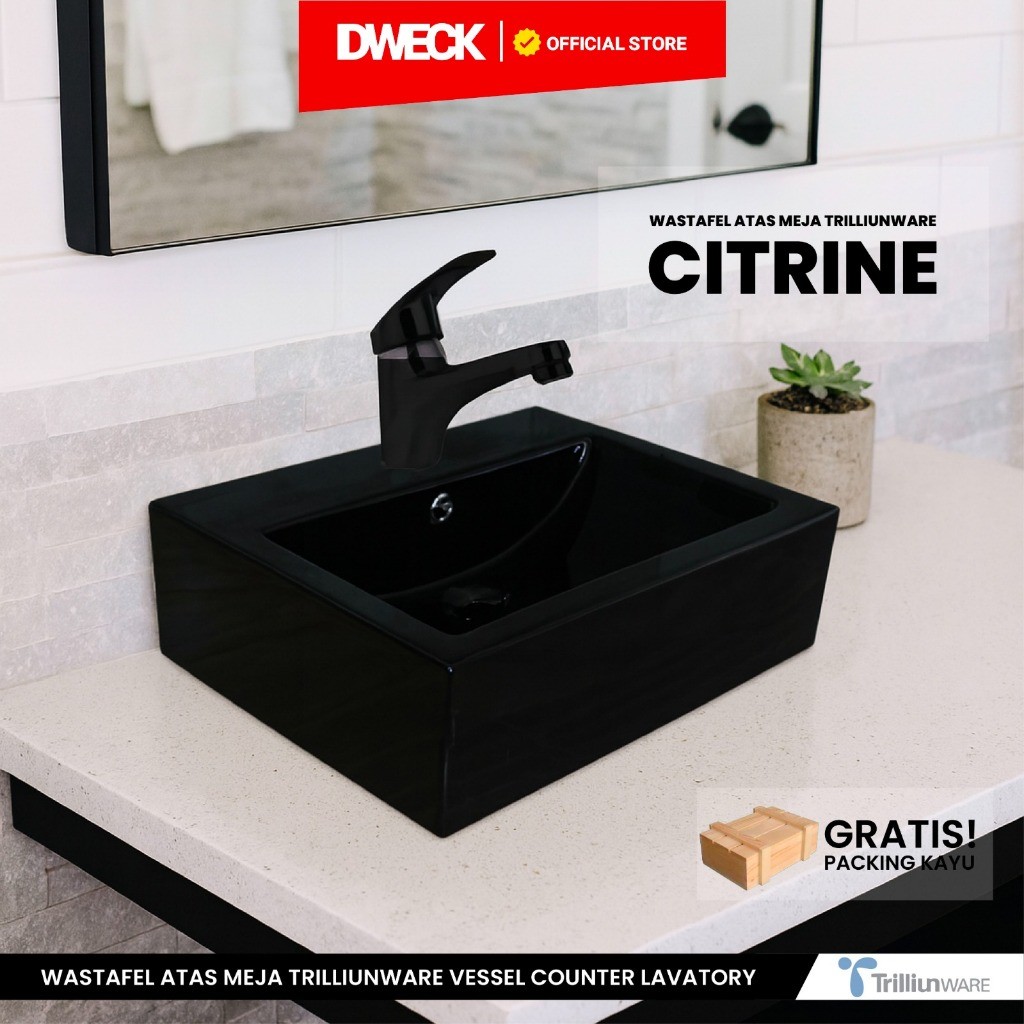 TRILLIUNWARE - Wastafel CITRINE Paket Lengkap / Wastafel Cuci Tangan / Washtafel Wall Hung Gantung