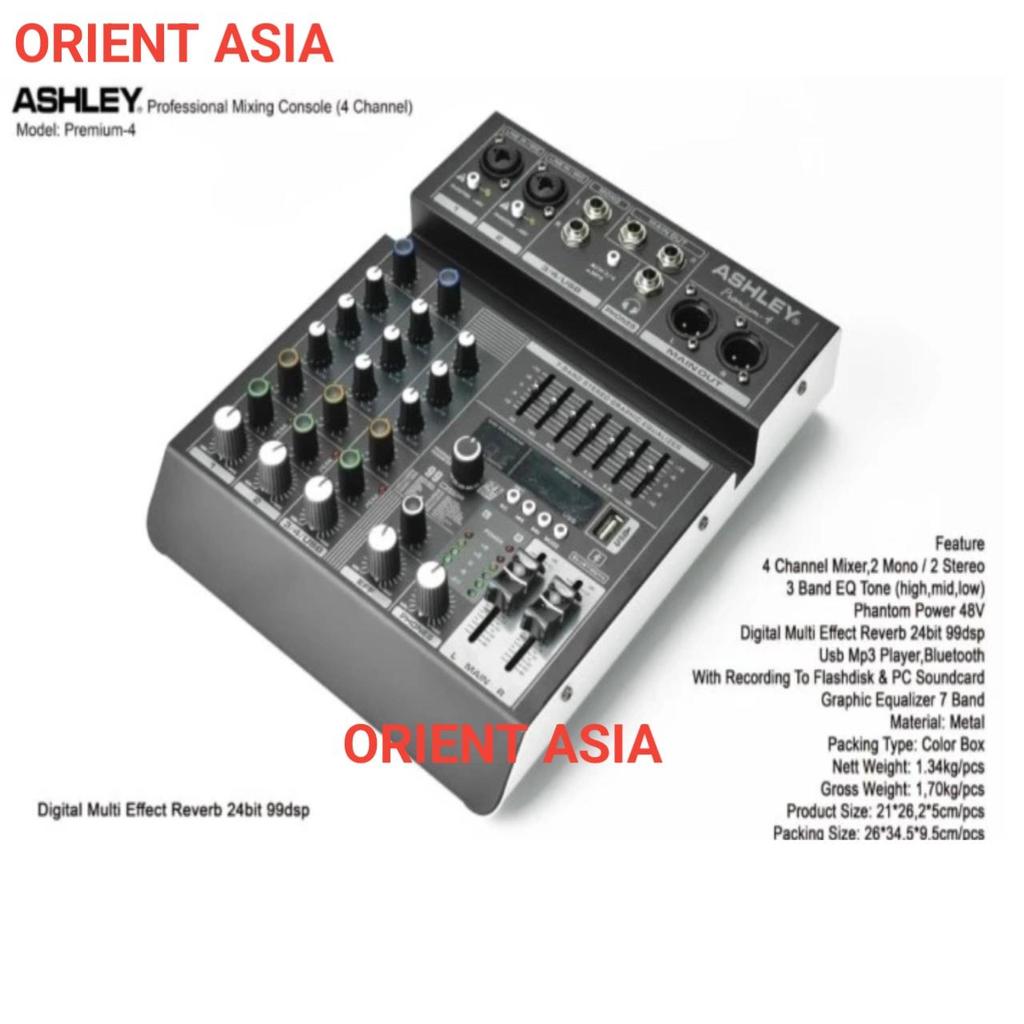 mixer audio ashley premium4 / premium 4 channel bluetooth usb