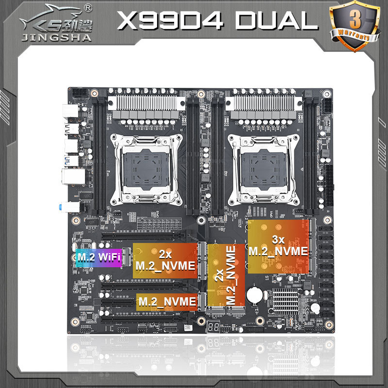 JINGSHA X99 DUAL CPU motherboard LGA 2011 v3 10*SATA 8*NVMe Server NAS Workstation Motherboard X99 d