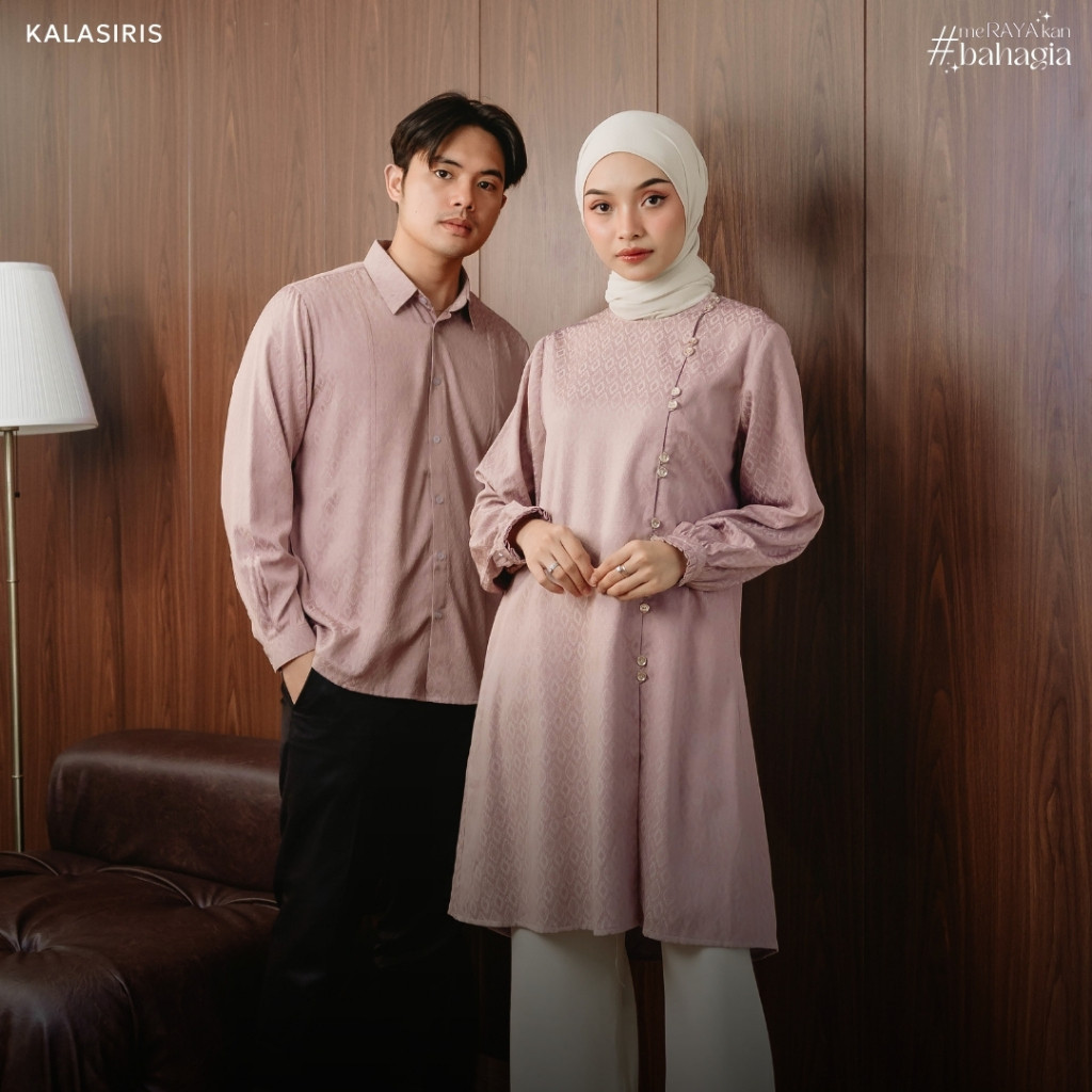 [TERLARIS] BISA COD [NEW] Nibras Hijab x Kalasiris Baju Couple Lebaran Koko Tunik Lengan Panjangn - 