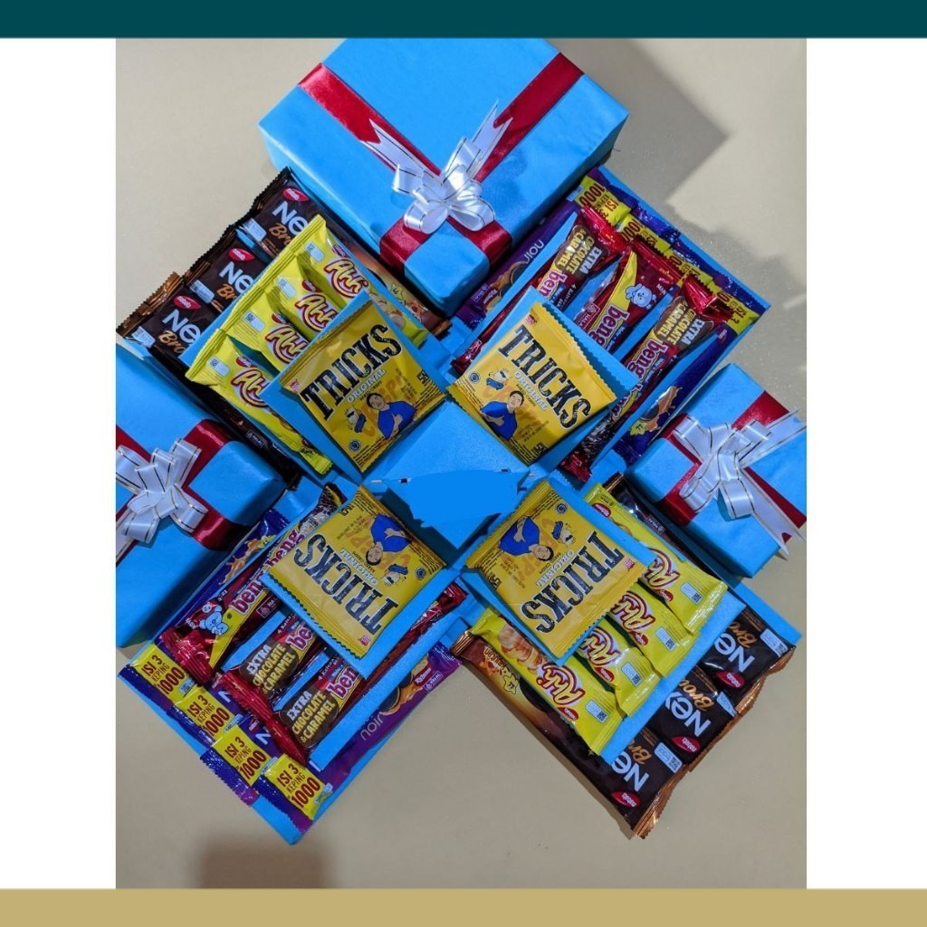 SNACK BOX, EKSPLOSION BOX SNACK , BOX UANG, KADO ULTAH WANITA, GIFT BOX 3 LAYER ADA TARIK UANG