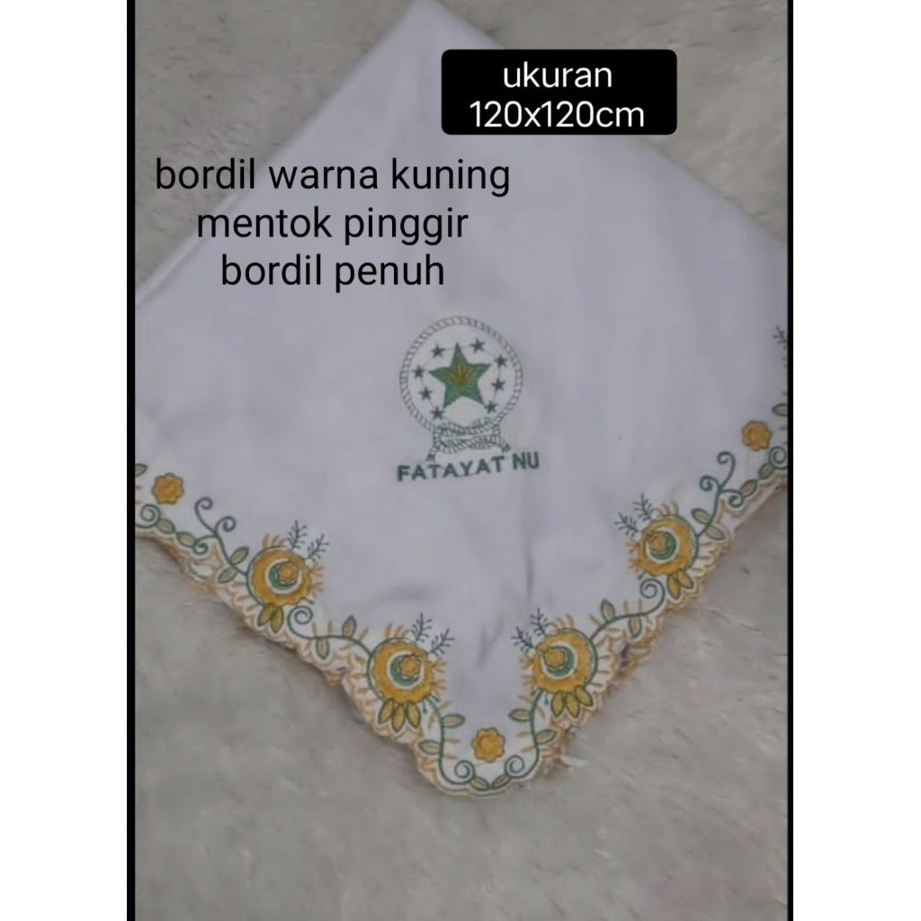 jilbab segi empat kerudung fatayat NU jumbo sar'i ukuran 120cm motif rambat kuning rielpic bayar COD