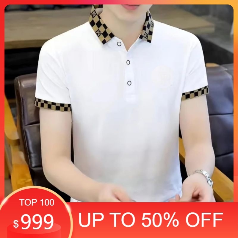 Kaos kerah polo wangki POLOS> Kaos polo pria> Katun lengan pendek pria> slim fit baju kaos polos> V 