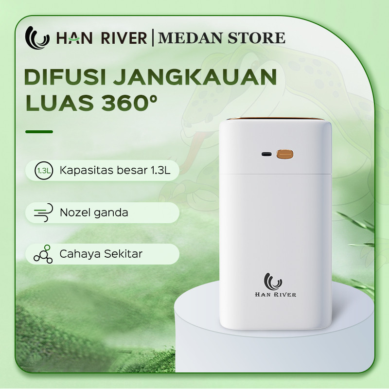 HAN RIVER Medan Humidifier Diffuser Air Purifier 1.3L Kapasitas Tinggi Semprotan Ganda