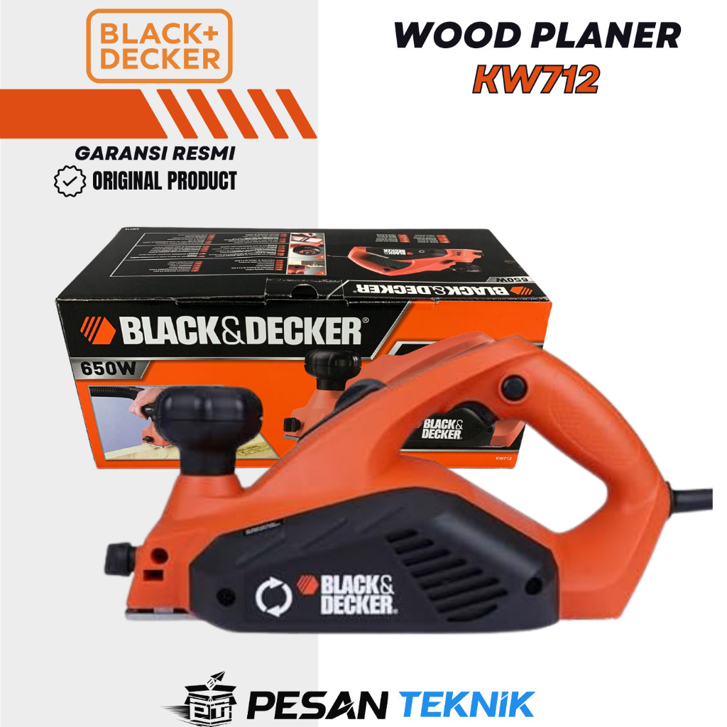 Black + Decker KW712 Mesin Serut Kayu Planer ketam 82MM 650Watt KW 712
