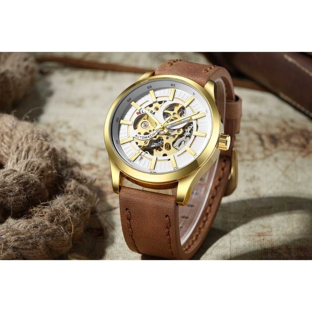 BELLEDA 9530 KULIT Otomatis Sakelton Leather Band Quartz Watch Watches Waterproof Best Seller