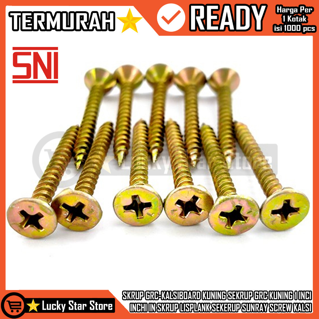 Skrup Grc Kalsiboard Kuning Sekrup Kuning 1 In Inci Inchi Inch 1kotak Isi 1000 Pcs Biji Inchi In Skr