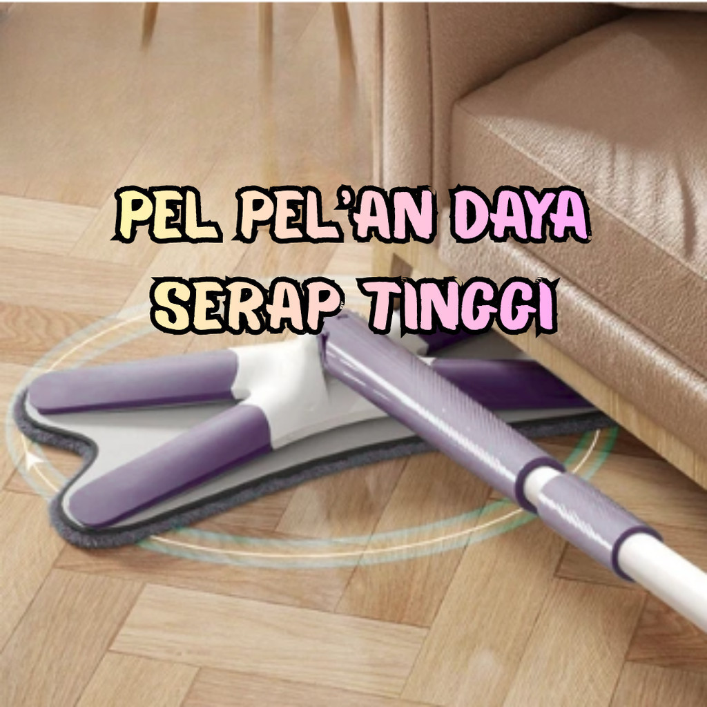 Mop Pel Lantai Flexible / Alat Pel Lantai Praktis Peras Otomatis / Mop Pel Pelan Peras